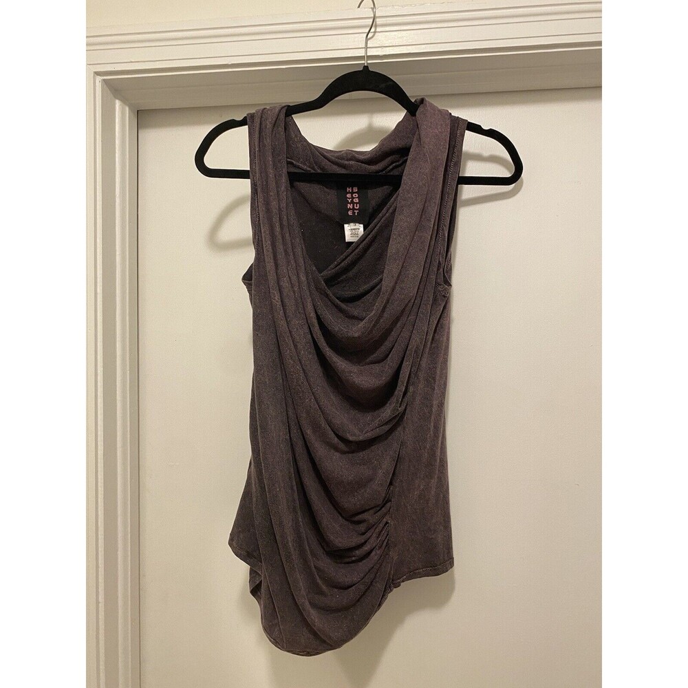 HEYNE BOGUT Sleeveless Top Womens Medium Cowl Neck Hand Dyed Hand Printed Purple